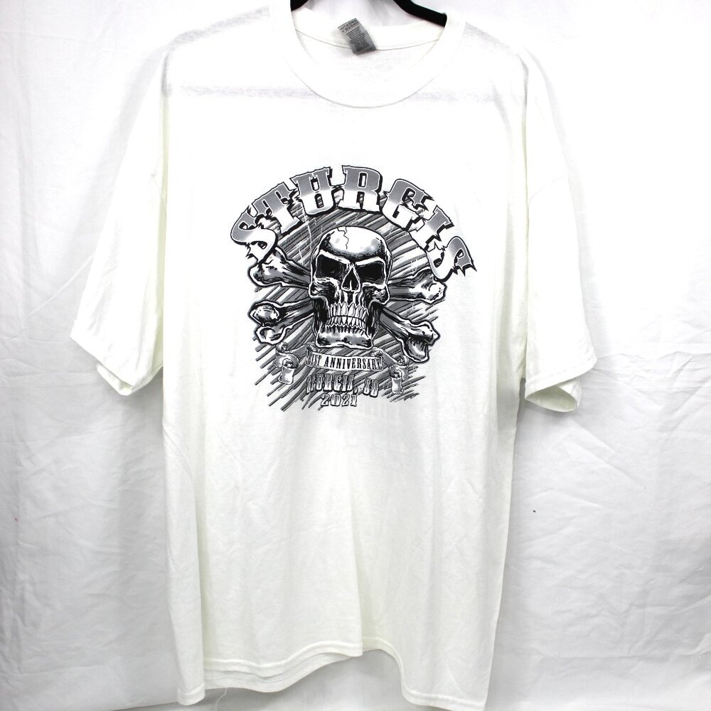 Sturgis 2021 Motorcycle 81st Anniversary 2 Sided Crossbones Skull T-Shirt 2XL